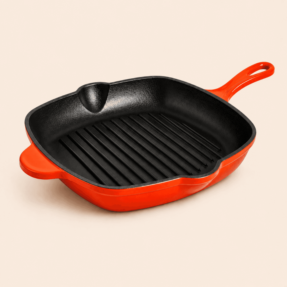 Livewell 100% Cast Iron Enamel Square Grill Pan