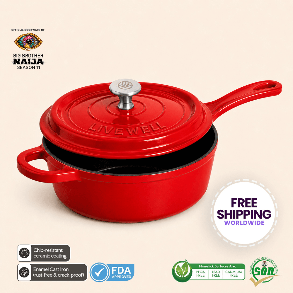 Livewell 100% Cast Iron Enamel Saucepan