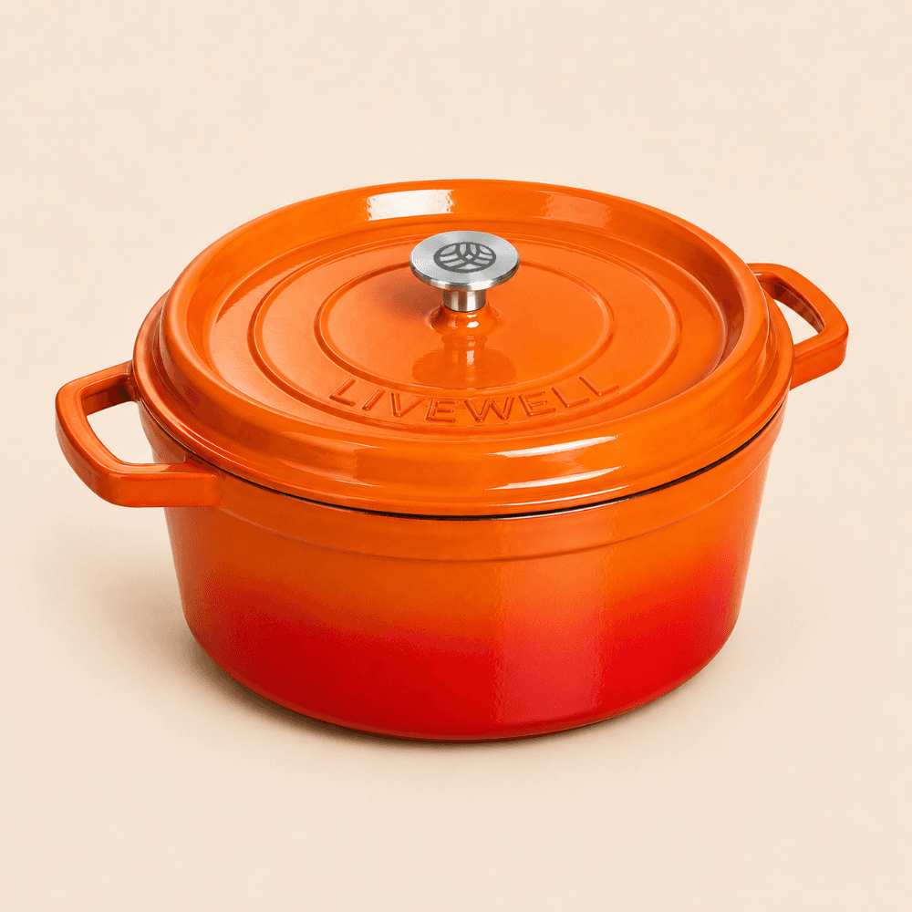 Livewell 100% Cast Iron Enamel Dutch Oven Pot (Medium).