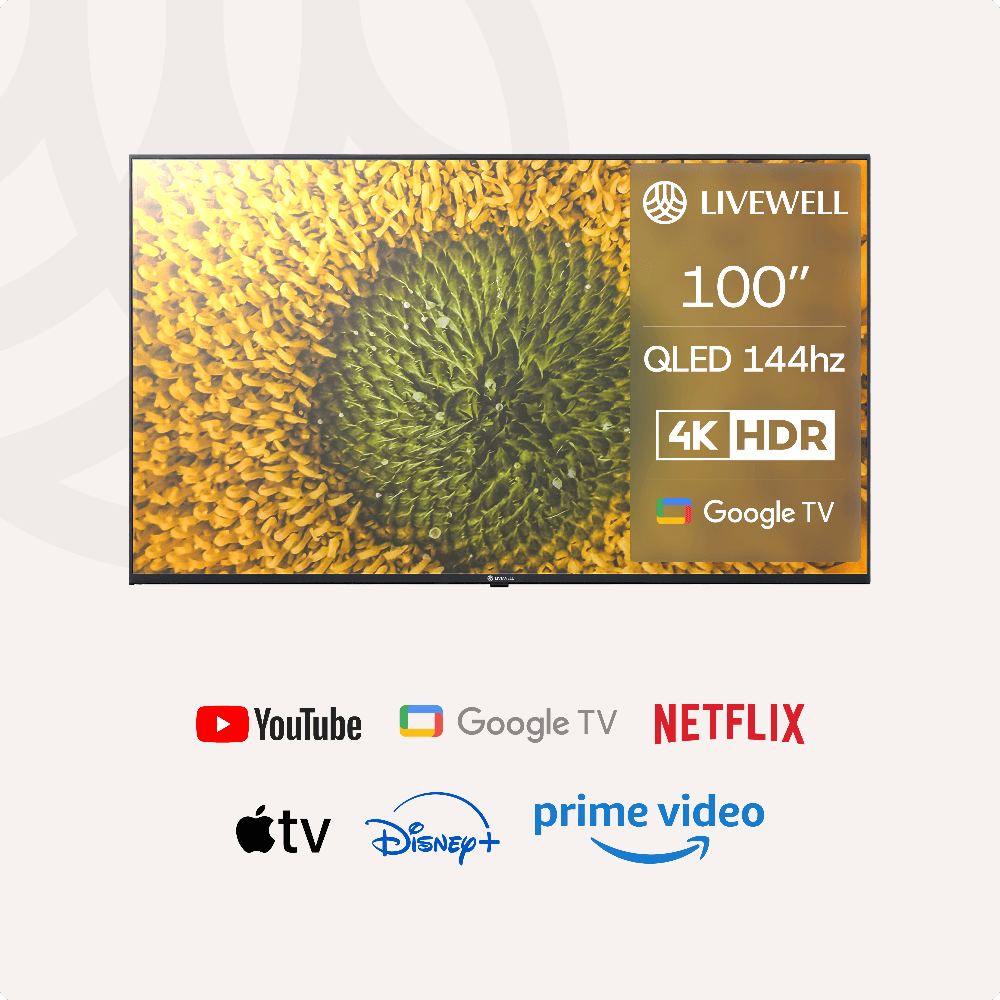 Livewell 100”QLED frameless model DVB-T2 Smart TV 4k LED TV