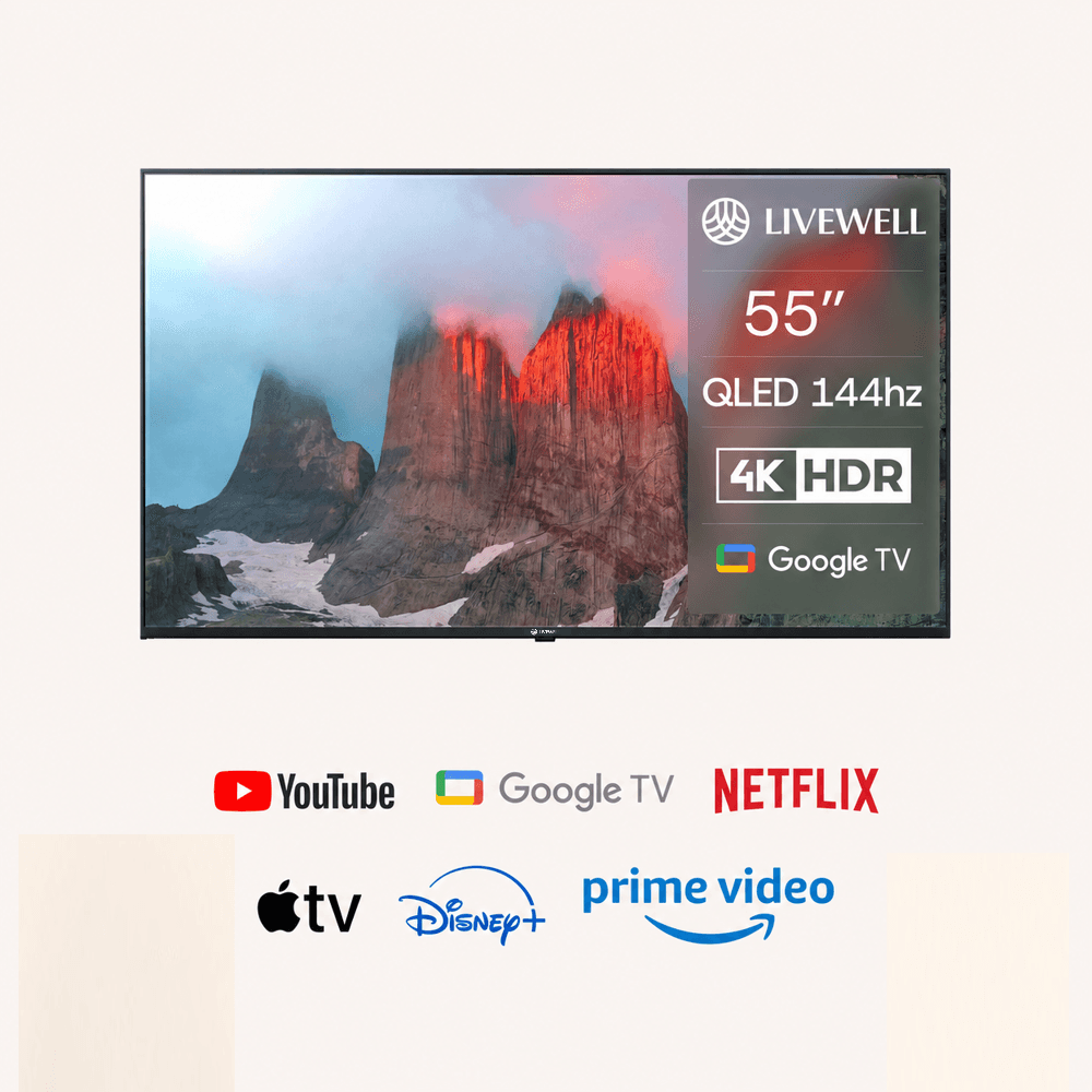 Livewell 55"QLED Frameless Model DVB-T2 Smart TV 4K LED TV.