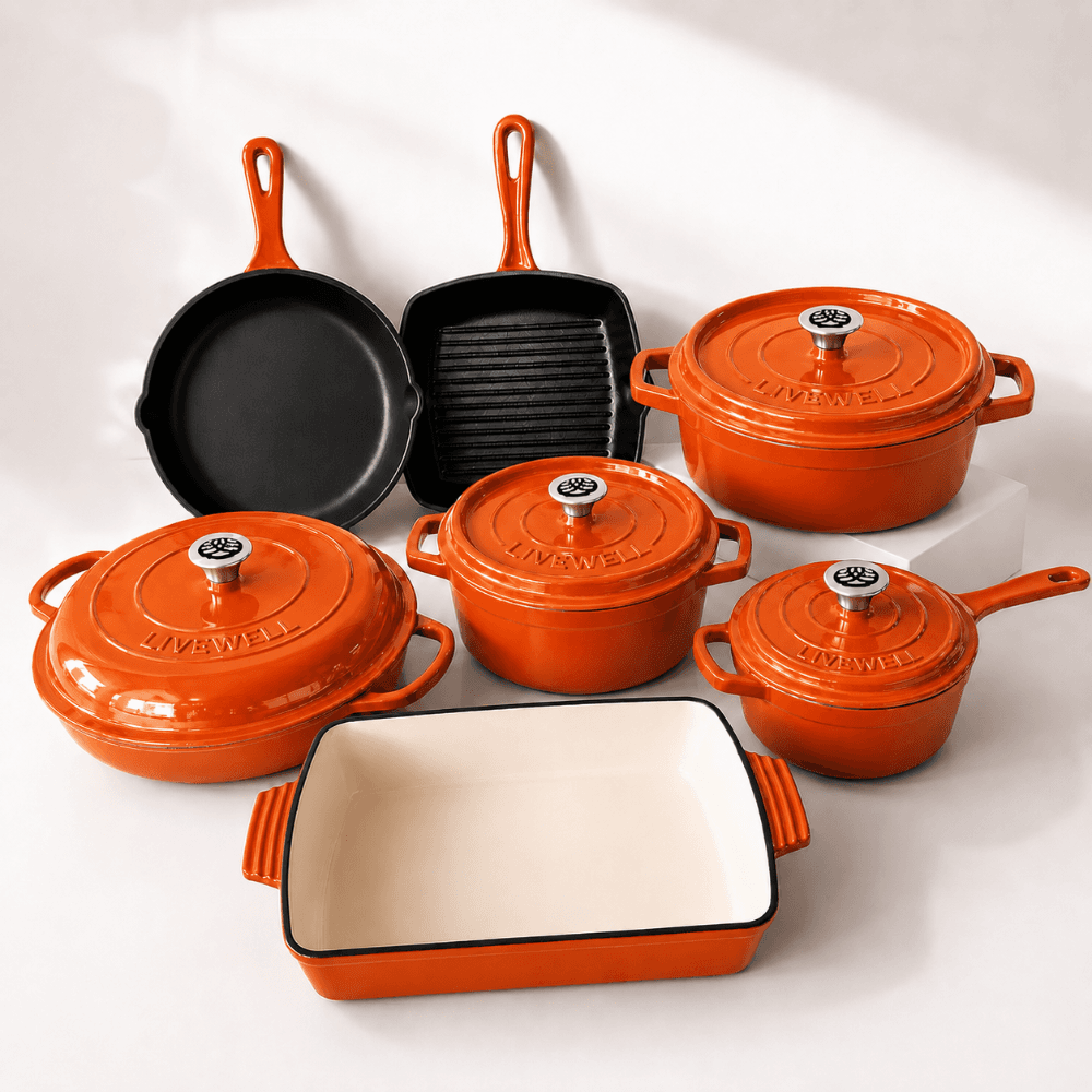 Livewell 7 Set 100% Cast Iron Enamel Cookware